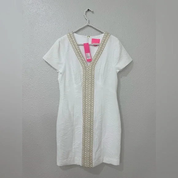 NWT Lilly Pulitzer Arie Stretch Shift Dress - Resort White Palm Paradise Sz 10 - Picture 4 of 11